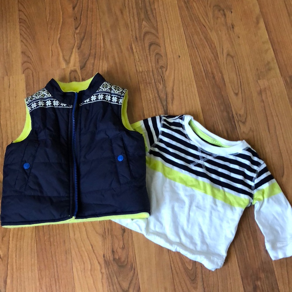 Baby boy puffer vest and matching shirt